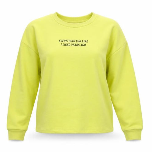 Pull&Bear Womens Yellow Cotton Sweatshirt Size S Crew Neck Graphic Print