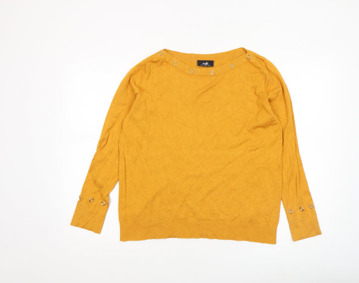 Wallis Women’s Yellow Boat Neck Studded Long Sleeve Pullover Jumper UK 14