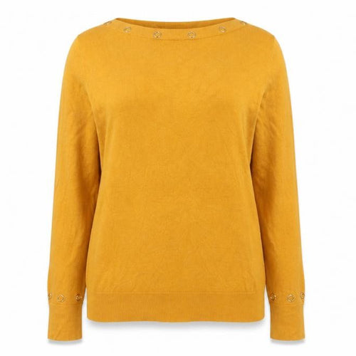 Wallis Women’s Yellow Boat Neck Studded Long Sleeve Pullover Jumper UK 14