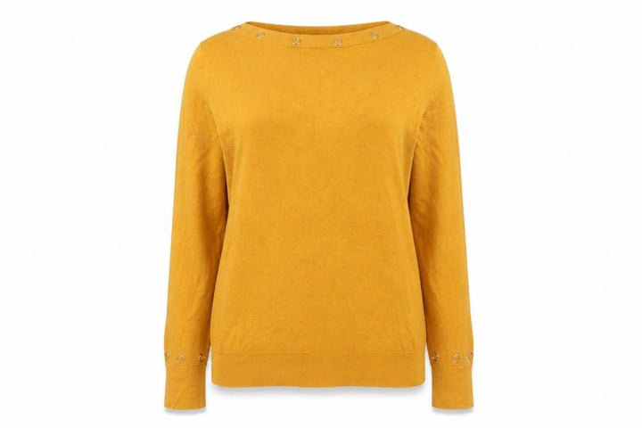 Wallis Women’s Yellow Boat Neck Studded Long Sleeve Pullover Jumper UK 14