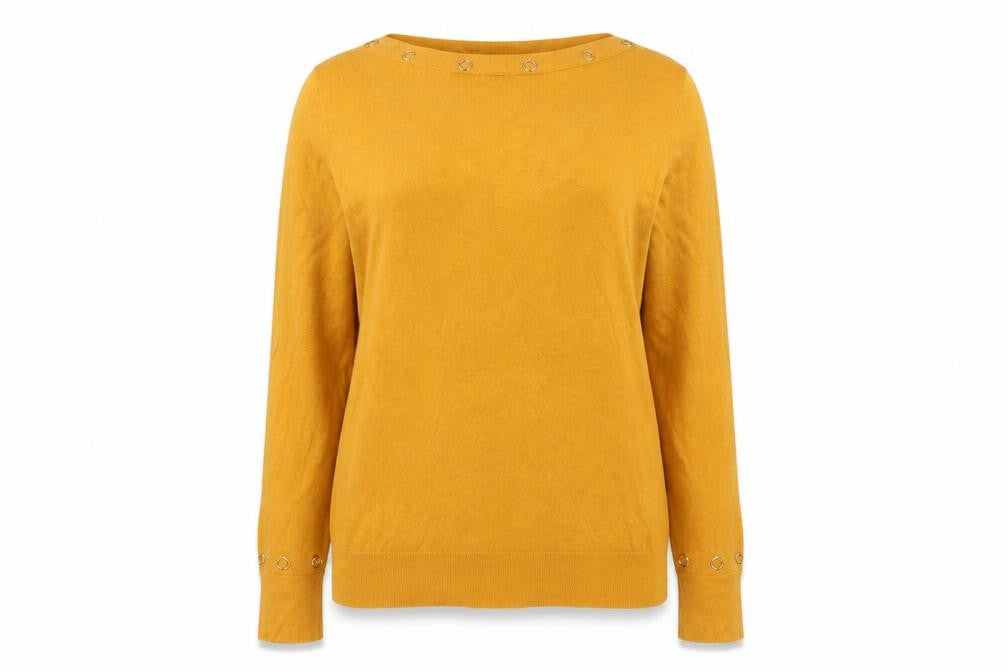 Wallis Women’s Yellow Boat Neck Studded Long Sleeve Pullover Jumper UK 14