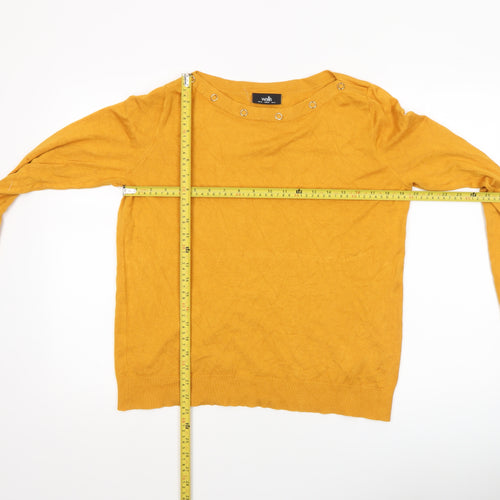 Wallis Women’s Yellow Boat Neck Studded Long Sleeve Pullover Jumper UK 14