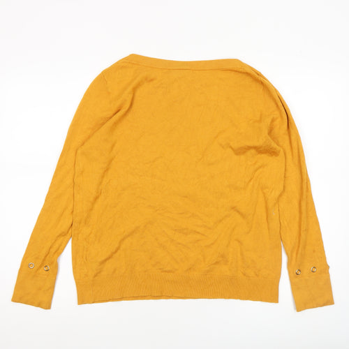 Wallis Women’s Yellow Boat Neck Studded Long Sleeve Pullover Jumper UK 14