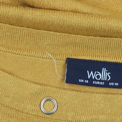 Wallis Women’s Yellow Boat Neck Studded Long Sleeve Pullover Jumper UK 14