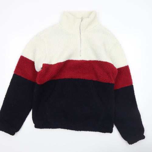 Primark Men's Multicoloured Fleece 1/4 Zip Pullover Sweatshirt Size S