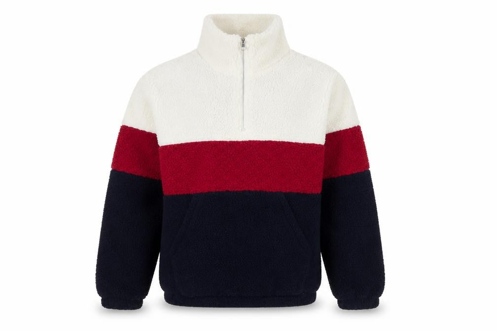 Front view of Primark Men's Multicoloured Fleece 1/4 Zip Pullover Sweatshirt, size S