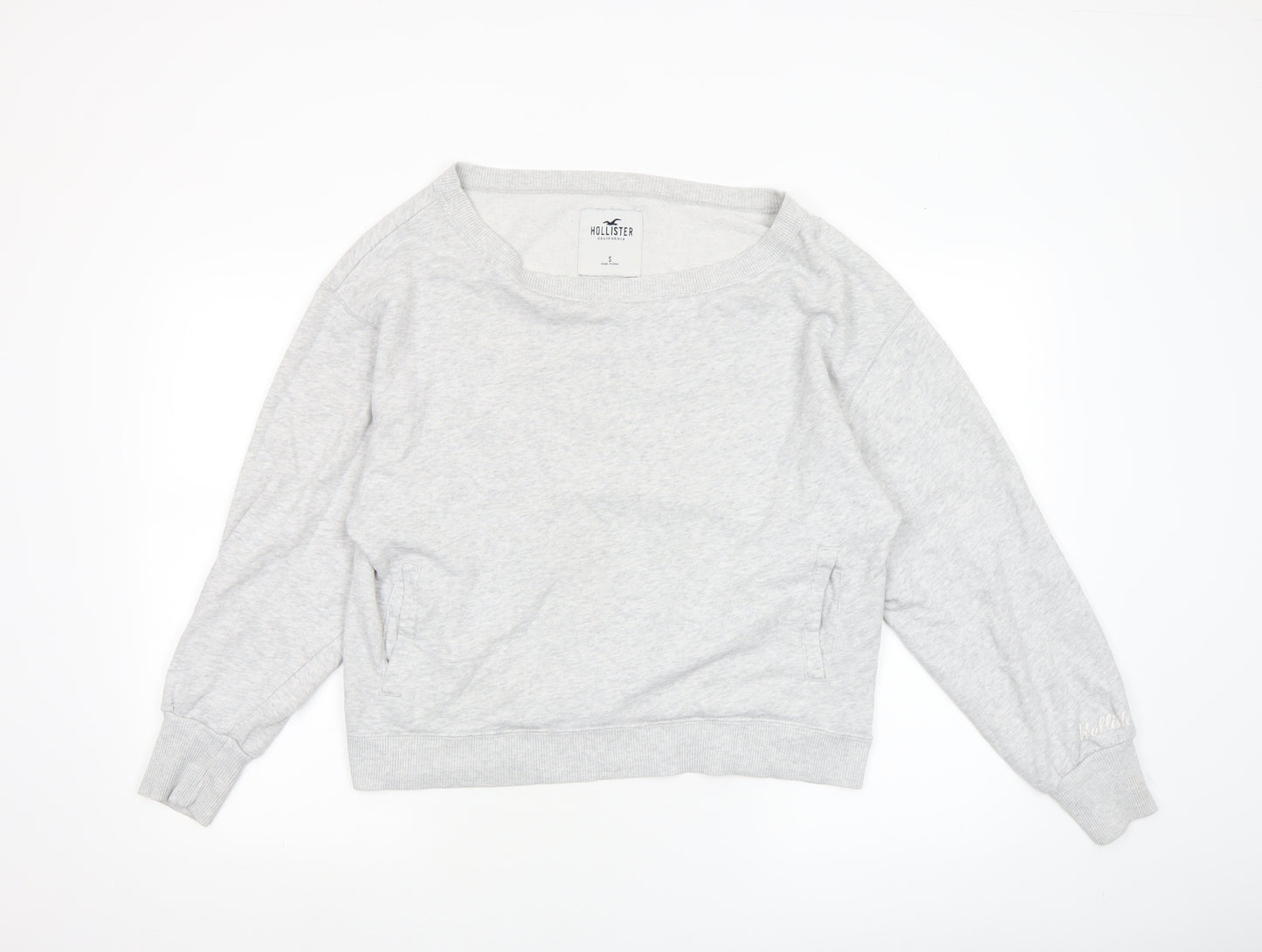 Hollister Women's Grey Small Pullover Sweatshirt Crew Neck Long Sleeve