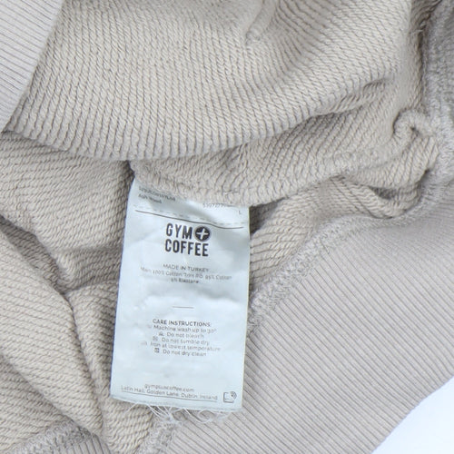 Gym+Coffee Men's Beige Pullover Hoodie Size L
