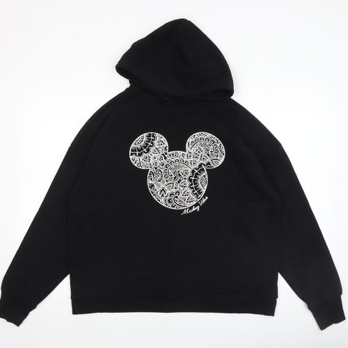 Disney at George Womens Black Mickey Hoodie Medium Pullover Cotton Blend