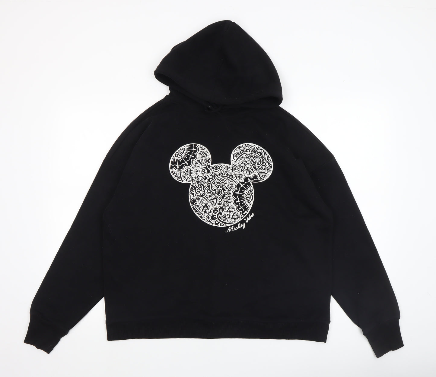 Disney at George Womens Black Mickey Hoodie Medium Pullover Cotton Blend