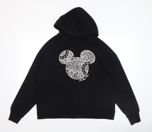 Front view of Disney at George women’s black mickey hoodie medium pullover cotton blend
