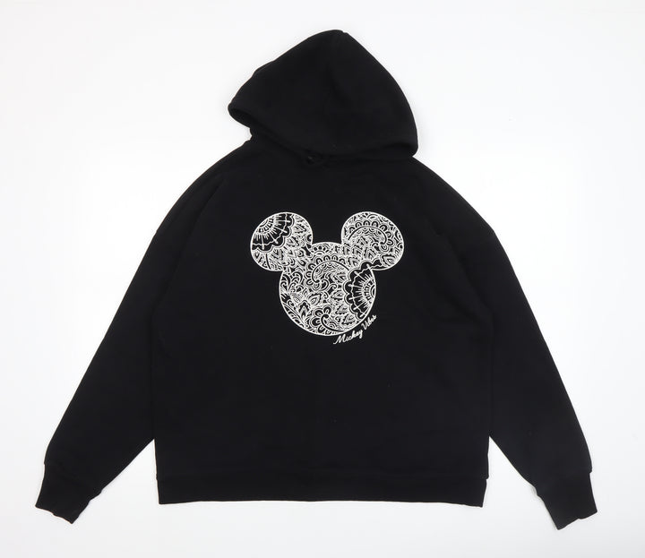 Disney at George Womens Black Mickey Hoodie Medium Pullover Cotton Blend