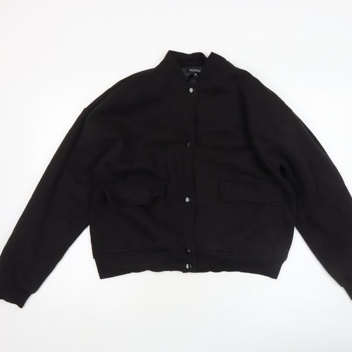 Boohoo Women Black Size 12 Bomber Jacket Cotton Blend Lined