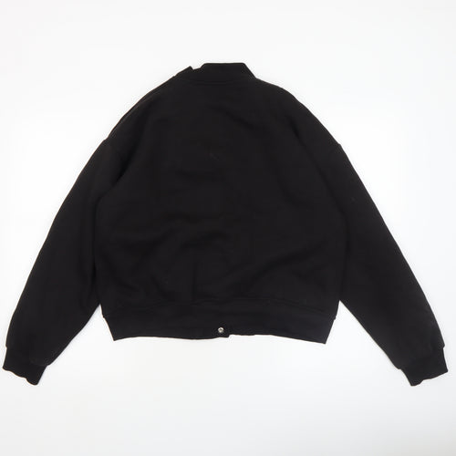 Boohoo Women Black Size 12 Bomber Jacket Cotton Blend Lined