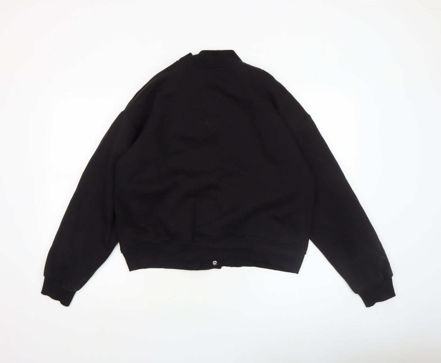 Boohoo Women Black Size 12 Bomber Jacket Cotton Blend Lined
