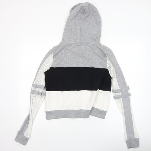 Superdry Womens Grey Black White Hooded Pullover Hoodie Medium