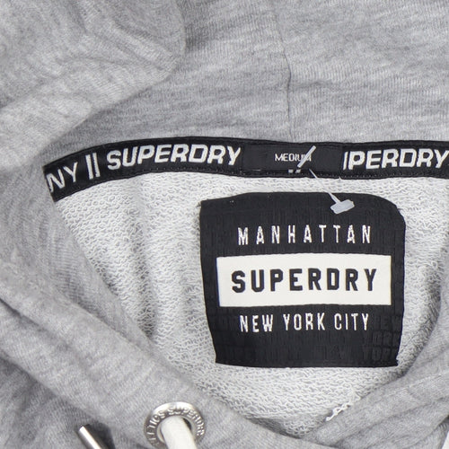 Superdry Womens Grey Black White Hooded Pullover Hoodie Medium