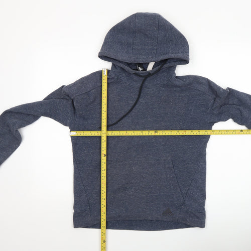 Adidas Women's Blue Pullover Hoodie Size 12 M Cotton Blend
