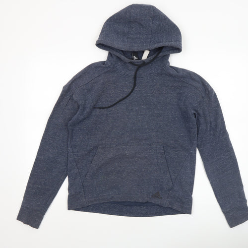 Adidas Women's Blue Pullover Hoodie Size 12 M Cotton Blend