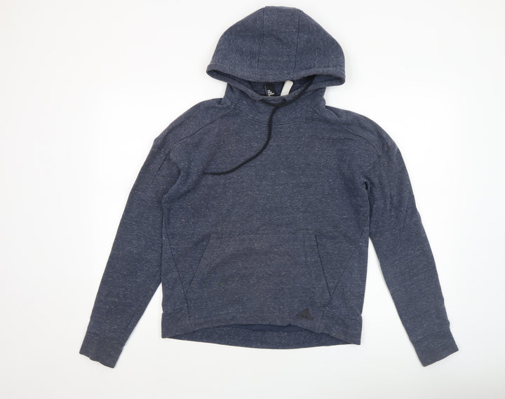 Adidas Women's Blue Pullover Hoodie Size 12 M Cotton Blend