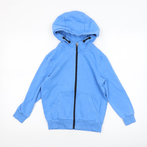 F&F Boys Blue Full Zip Hoodie 7-8 Years Cotton Blend Casual