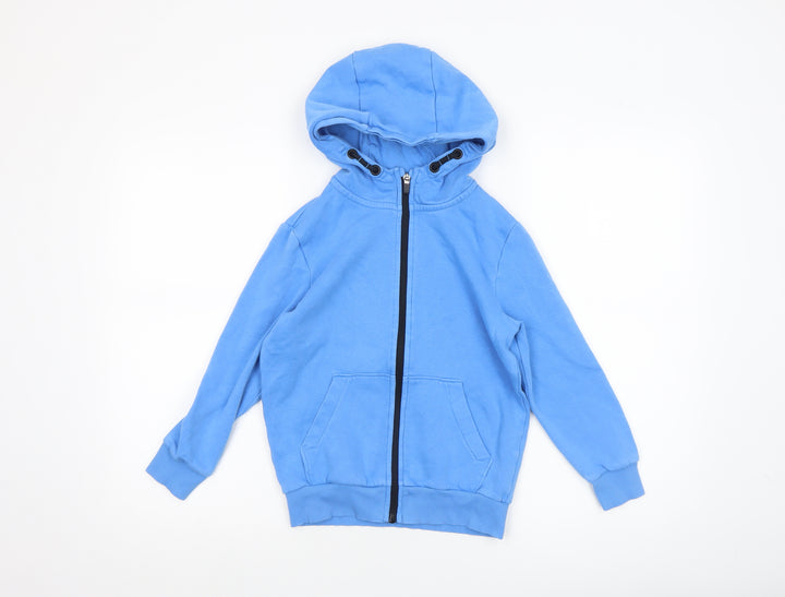 F&F Boys Blue Full Zip Hoodie 7-8 Years Cotton Blend Casual