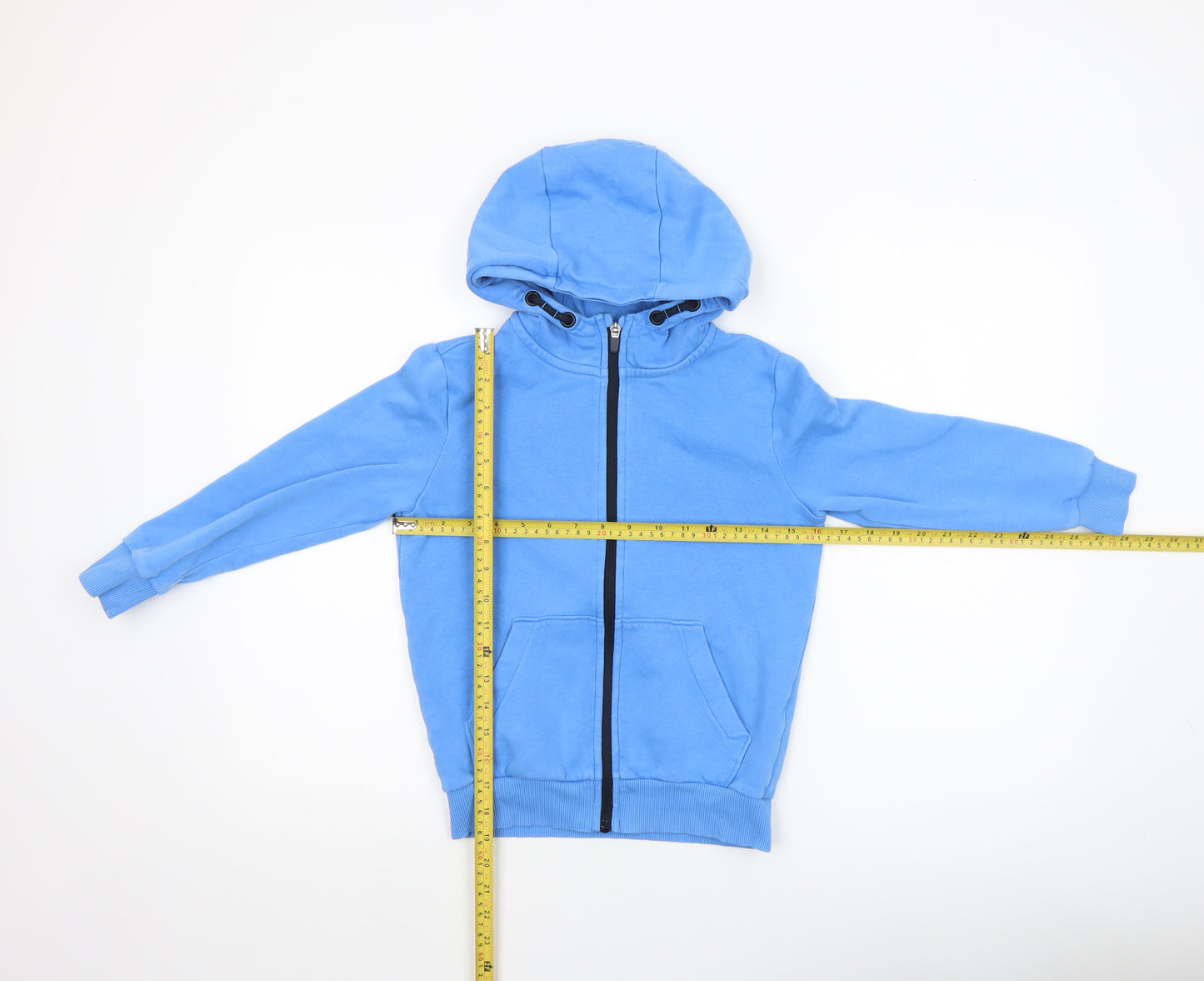 F&F Boys Blue Full Zip Hoodie 7-8 Years Cotton Blend Casual