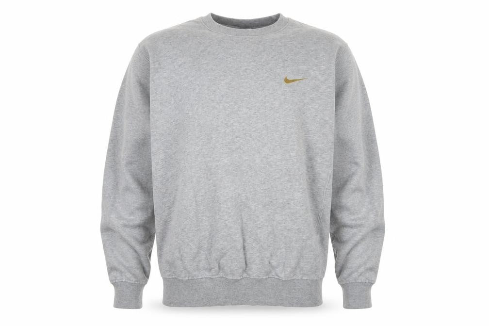 Front view of Nike Men's Grey Small Crew Neck Pullover Sweatshirt