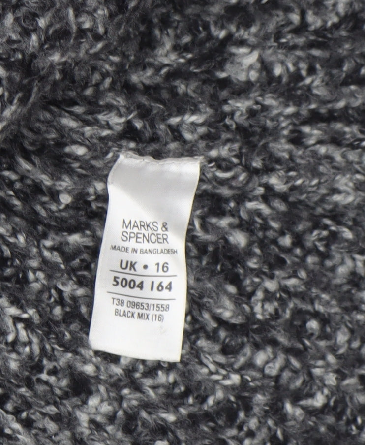 Marks and Spencer Women’s Black Mix Knit Cardigan Size 16 Acrylic