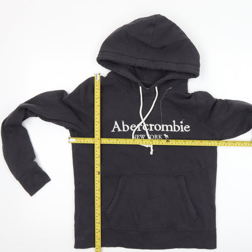 Abercrombie & Fitch Womens Black XS Pullover Hoodie with Logo Print