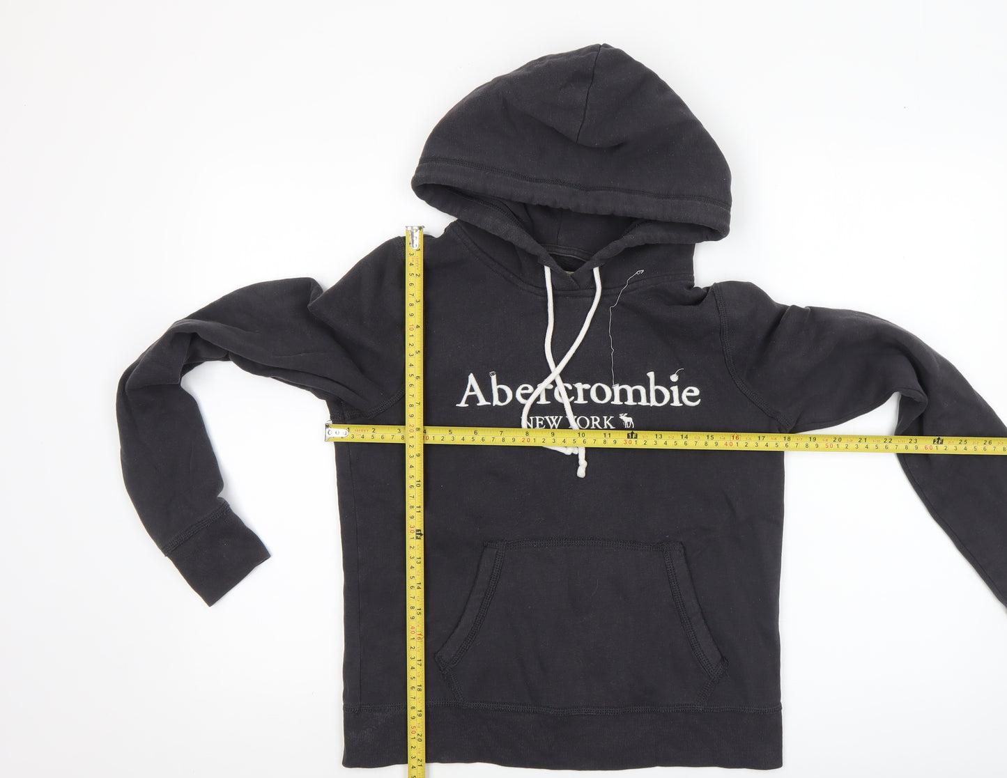 Abercrombie & Fitch Womens Black XS Pullover Hoodie with Logo Print