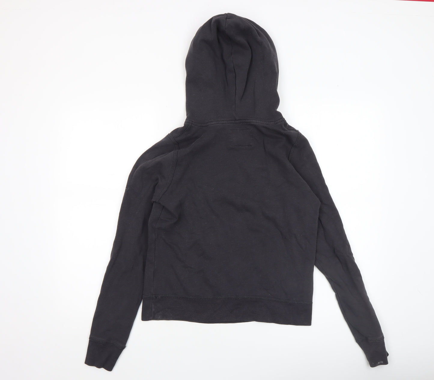 Abercrombie & Fitch Womens Black XS Pullover Hoodie with Logo Print