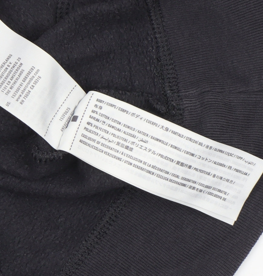 Abercrombie & Fitch Womens Black XS Pullover Hoodie with Logo Print