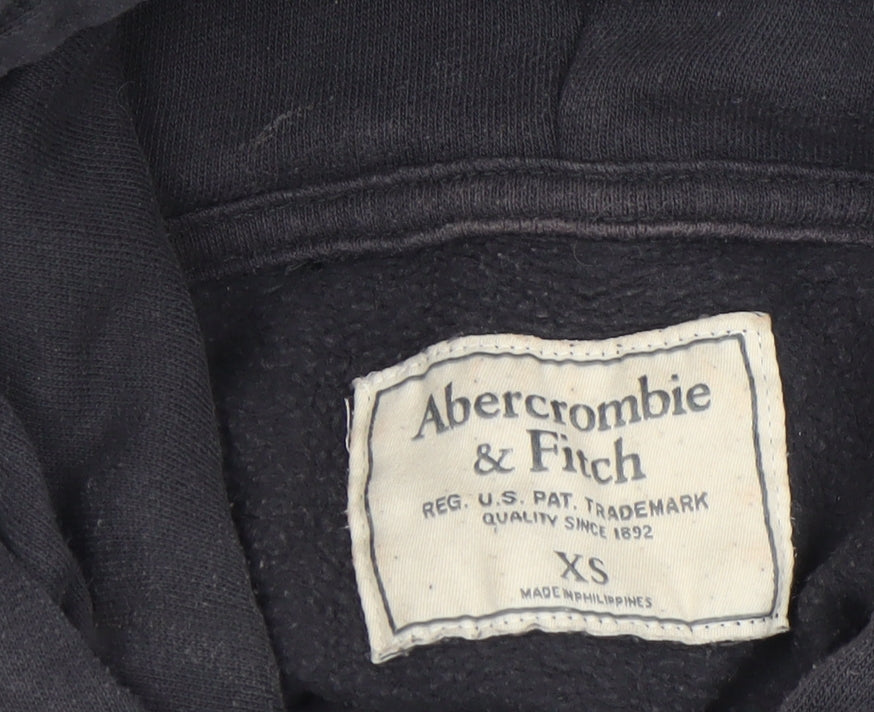 Abercrombie & Fitch Womens Black XS Pullover Hoodie with Logo Print
