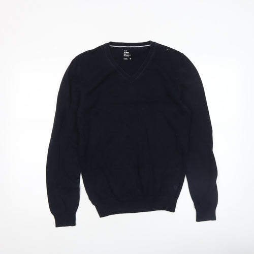 Celio Men’s Black V-Neck Cotton Pullover Jumper Size S