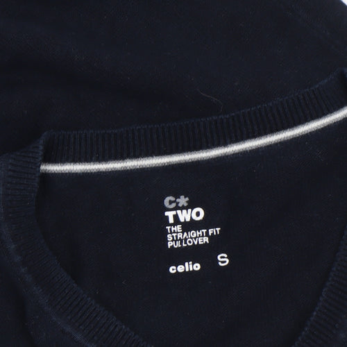 Celio Men’s Black V-Neck Cotton Pullover Jumper Size S