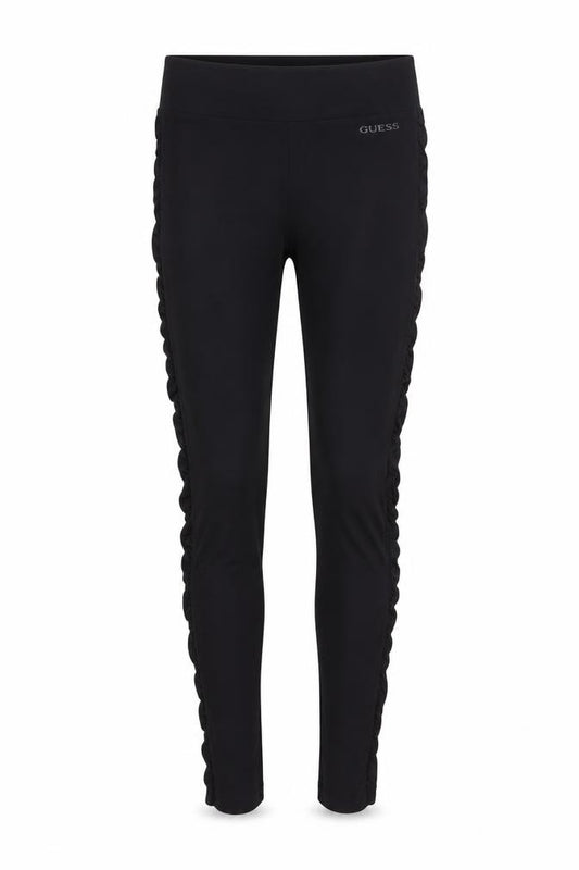 Guess Women's Black XS Ruffled Side Stretch Leggings