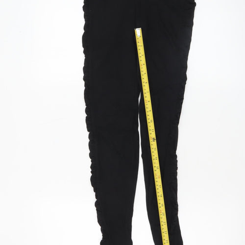 Guess Women's Black XS Ruffled Side Stretch Leggings