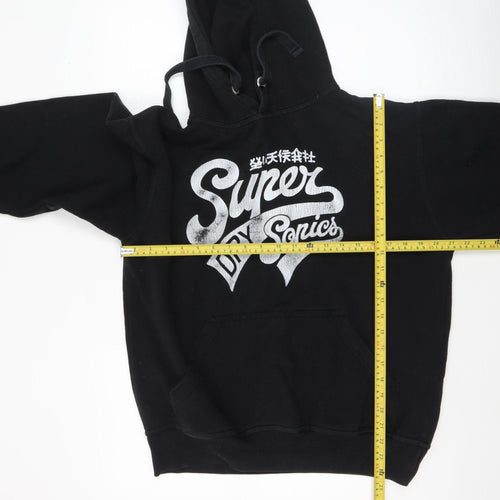 Superdry Men's Black Pullover Hoodie M Logo Graphic Fleece