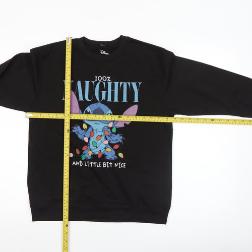 Disney Girls Black XL Pullover Sweatshirt with Stitch Graphic Print