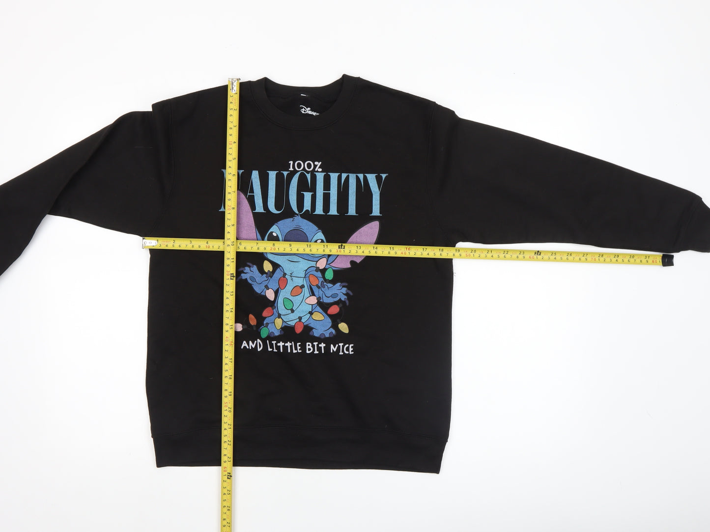 Disney Girls Black XL Pullover Sweatshirt with Stitch Graphic Print