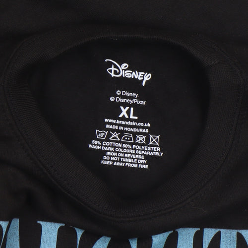 Disney Girls Black XL Pullover Sweatshirt with Stitch Graphic Print