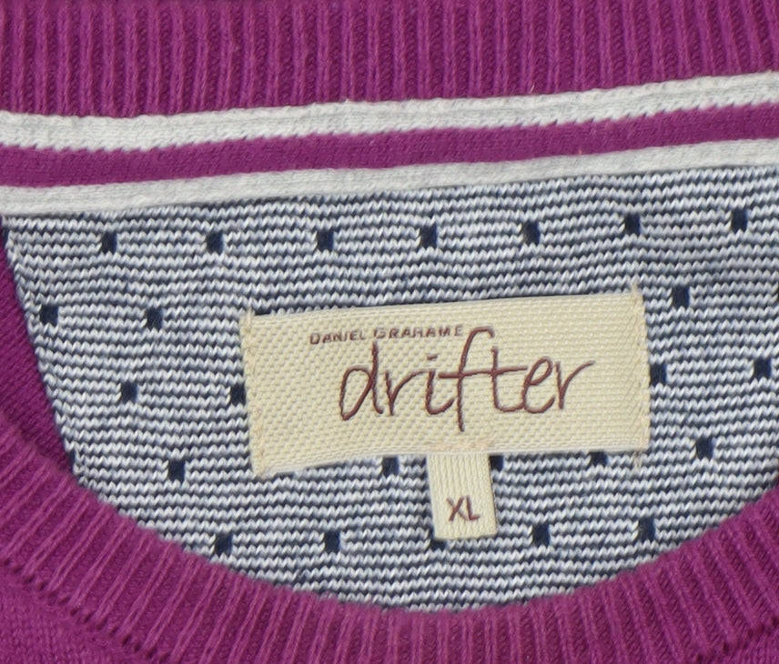 Daniel Grahame Drifter Mens Purple XL Crew Neck Cotton Blend Jumper