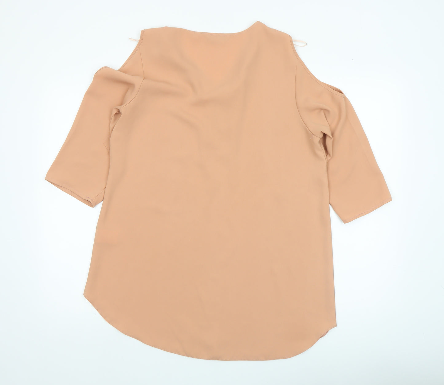 Peacocks Women Beige Cold Shoulder Zip Blouse Size 14