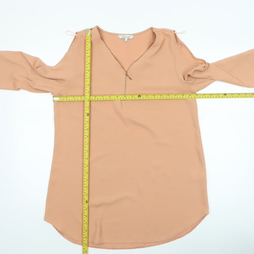 Peacocks Women Beige Cold Shoulder Zip Blouse Size 14