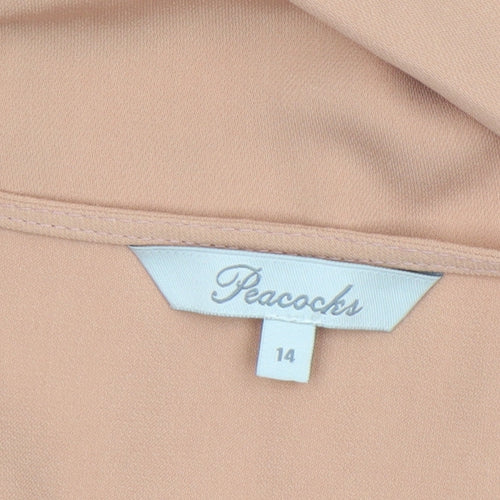 Peacocks Women Beige Cold Shoulder Zip Blouse Size 14