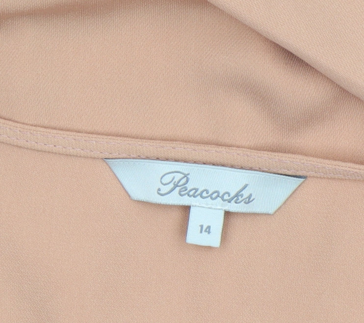 Peacocks Women Beige Cold Shoulder Zip Blouse Size 14