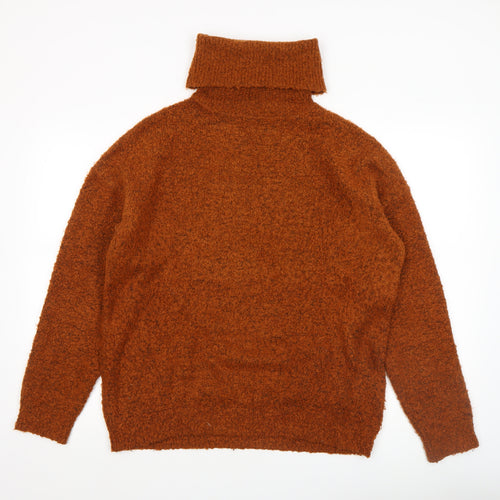 Dorothy Perkins Women Brown Roll Neck Chunky Knit Pullover Jumper Size S