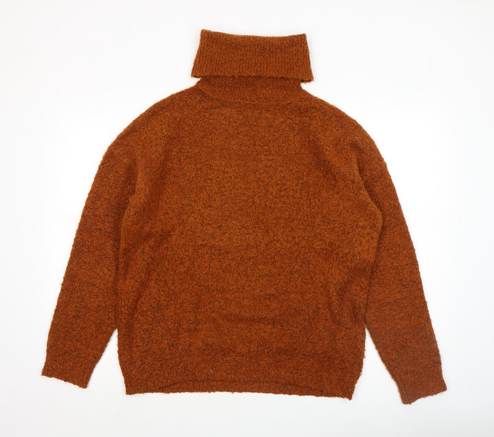 Dorothy Perkins Women Brown Roll Neck Chunky Knit Pullover Jumper Size S