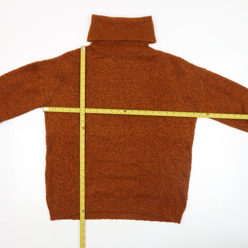 Dorothy Perkins Women Brown Roll Neck Chunky Knit Pullover Jumper Size S